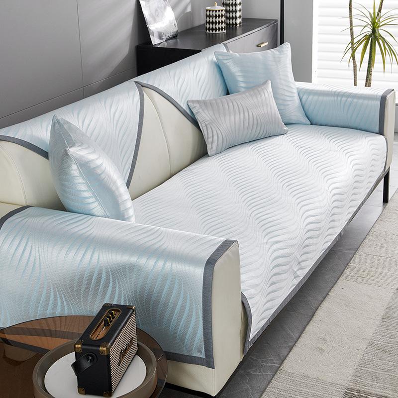 Эластичный чехол для дивана Cool Feeling из ледяного шелка, универсальный универсальный чехол, подушка для дивана, новинка лета 2023, подушка для дивана с защитой от кошачьих царапин 70*70cm синий