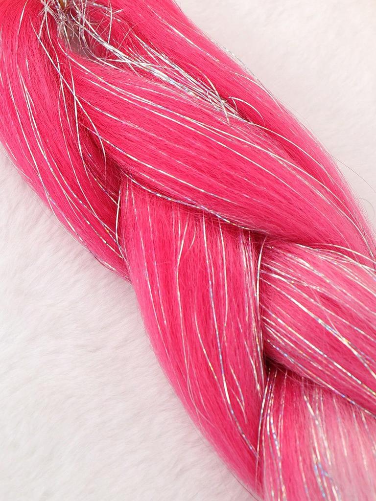 24 Zoll Kunsthaar-Mix zum Flechten, Lametta-Glitzer, dreifarbig, Kunsthaar-Extensions, Jumbo-Zöpfe, 1 Stück