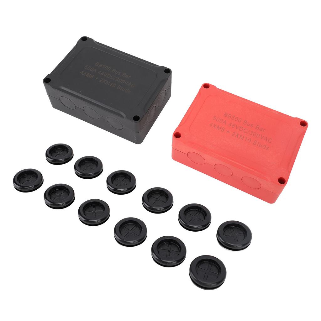 2Pcs Heavy Duty Power Distribution Block 500A Waterproof Marine Battery Terminal Distribution Block for RV Boat 12V DC
