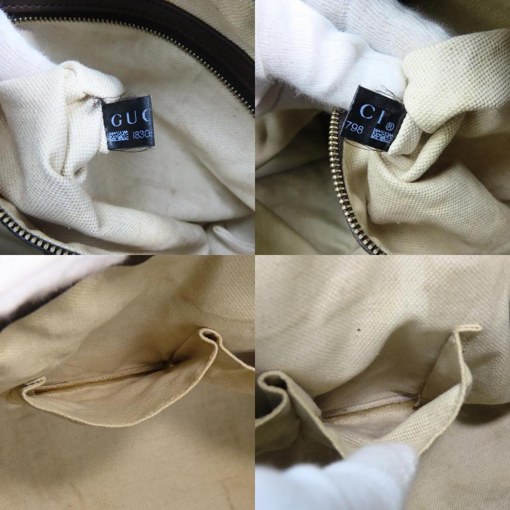 Used GUCCI Handbag Sherry Line 257341 GG Canvas/leather Beige Dark Brown