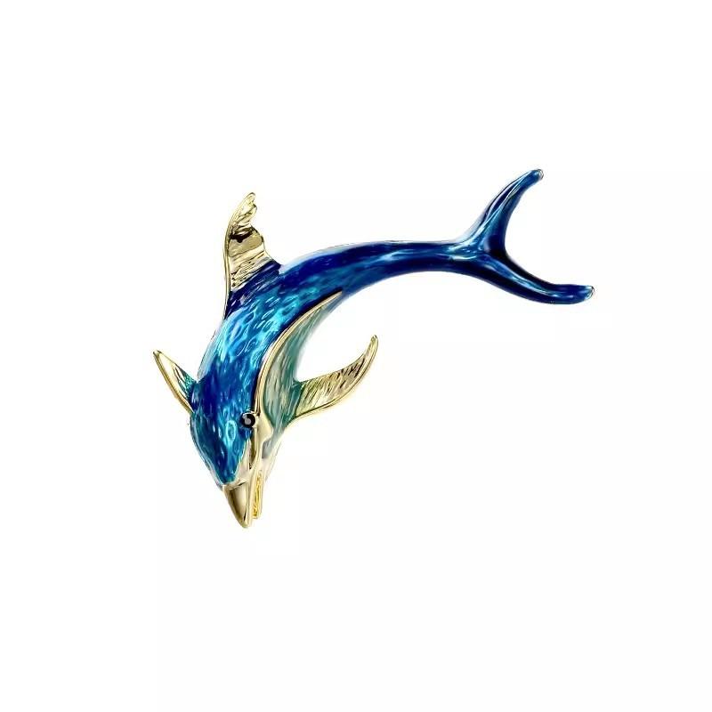 Chinese-style Dolphin Brooch, High-end Women's Exquisite Enamel Brooch, Design Sense, Niche Brooch
