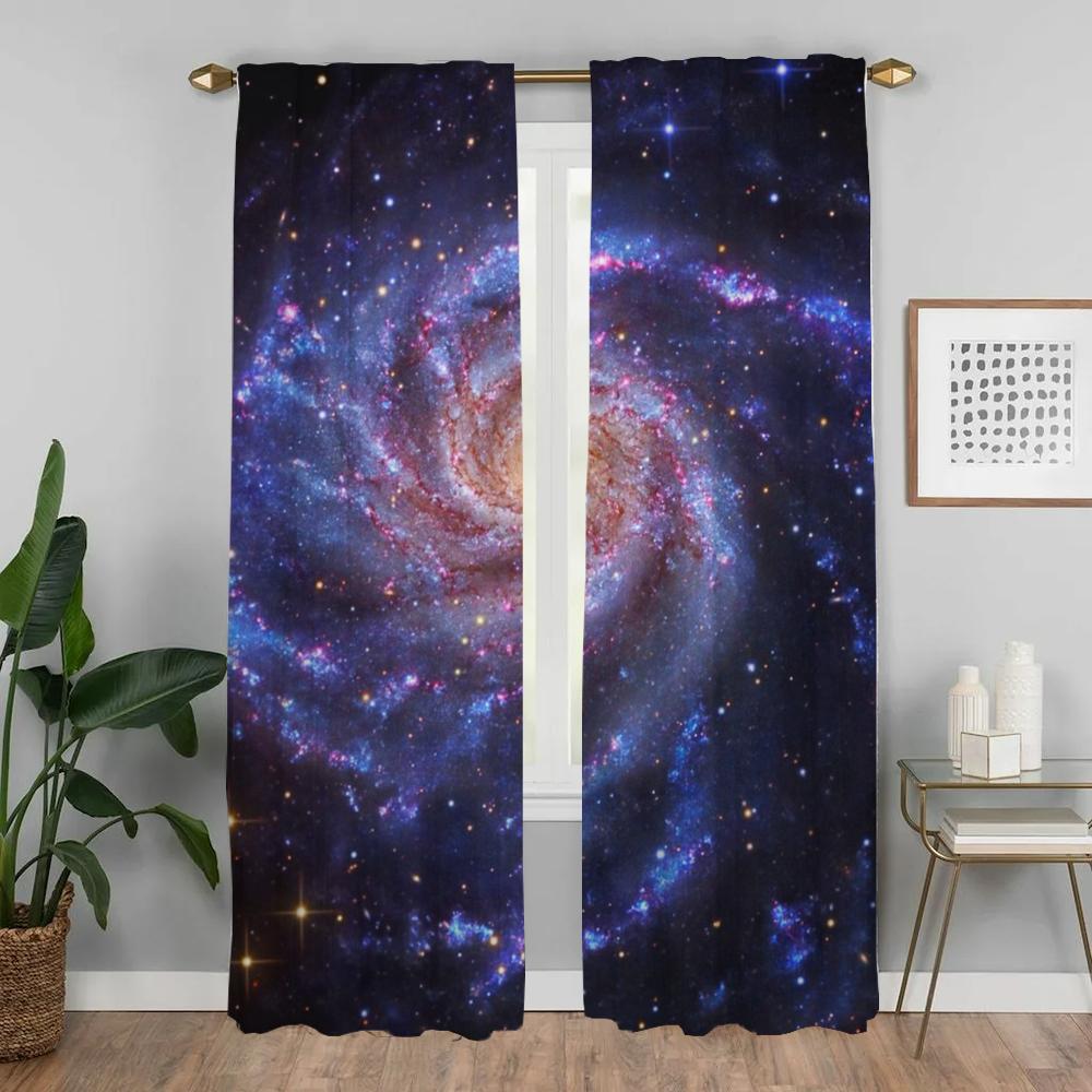 Kosmischer Nebel Küchenvorhänge für Kamera Halloween Dekoration Fenstervorhang für Zimmer 2 Paneele Jalousien Raumteiler Wohnzimmer Verdunkelung