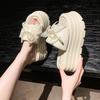 Fashion 8CM New 2025 Pearl Strap Chunky Sandals Women Summer High Platform Wedges Slippers Woman Fashion Heels Thick Bottom Beach Slides