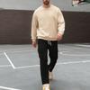 Men's Casual Sportswear Set Autumn/Winter Fleece-Lined Heavyweight Oversized Long-Sleeved Crew Neck Sweatshirt and Trousers Set
