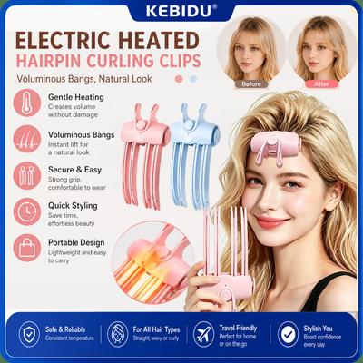 KEBIDU Portatile Scaldato Volumizzante per Capelli Pinzetta Capelli Folti Pinzetta Arricciacapelli per Frangia Pinzette per Radici dei Capelli Pinzette Volumizzanti per Capelli Donna Arricciacapelli Fissaggio Forma Rotella