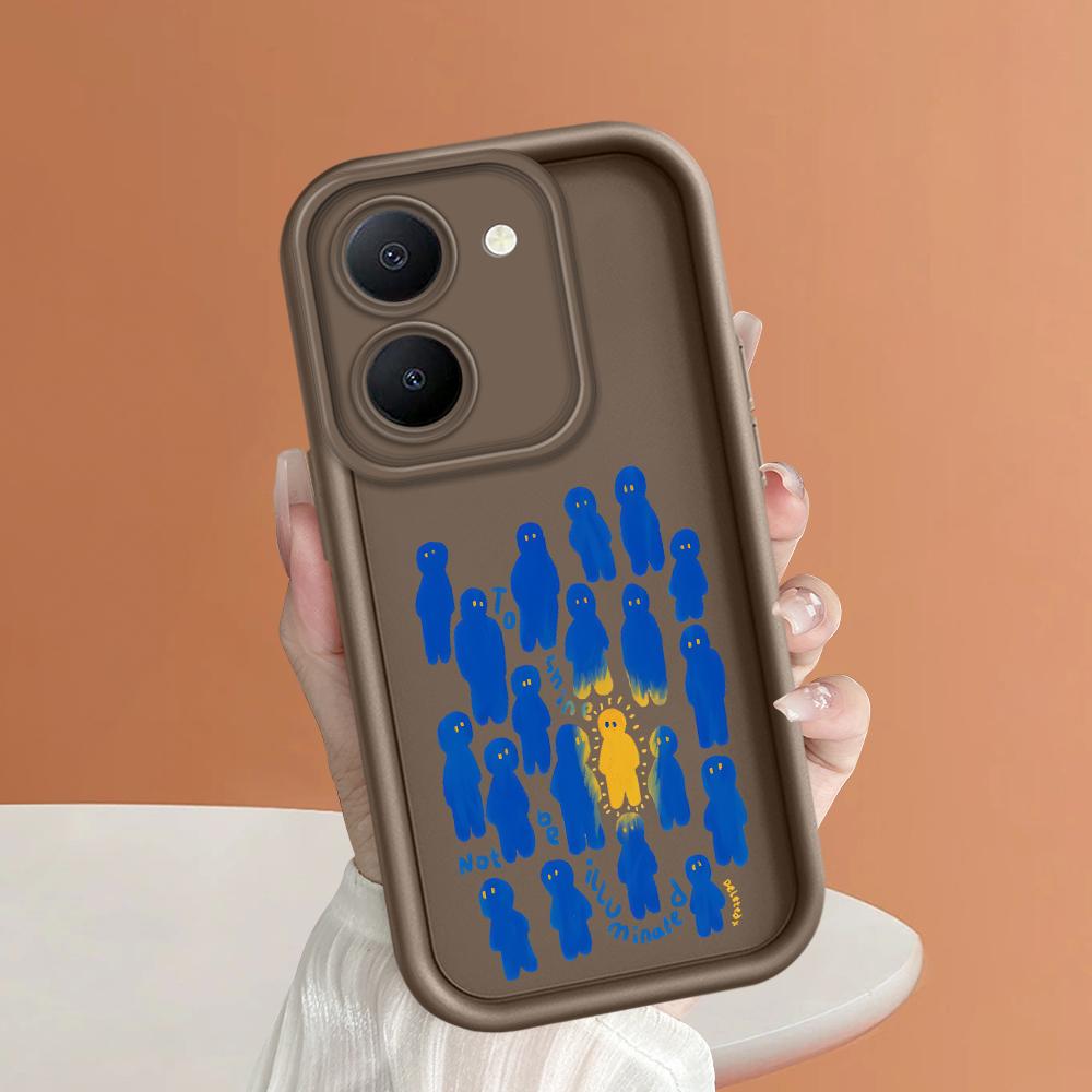 Soft Silicone Square Ladders Cartoon Pattern Full Cover Camera Protection Shockproof Case for iPhone Infinix Tecno Vivo