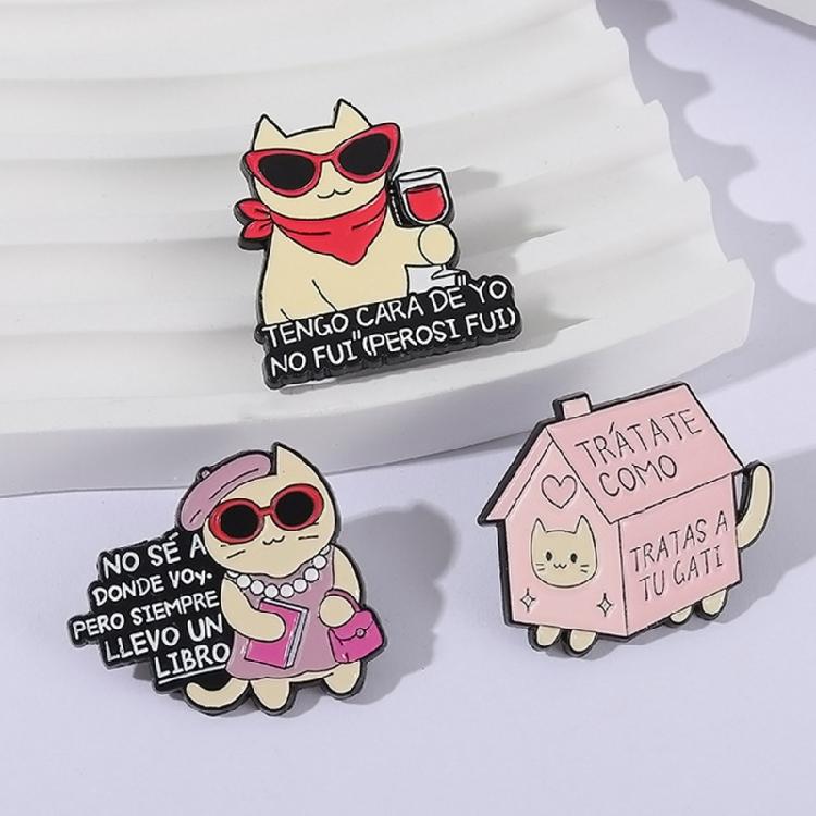 Adorable Cartoon Cats Pin Elegant Lapel Badge Accessory Stylish Alloy Brooch For Clothing Bags And Hat Decorations