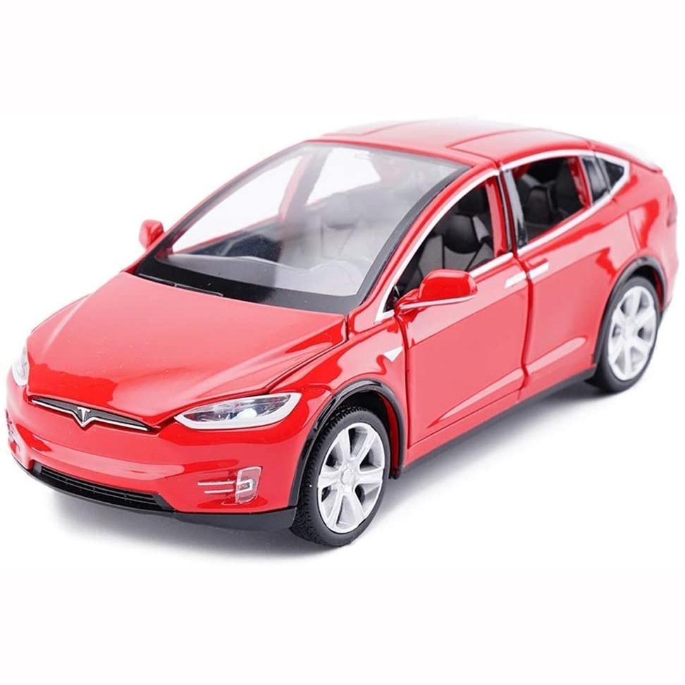 1:32 Scale Diecast Model X Cars Toy, Pull Back Toy Car Model X90 Tesla Alloy, Pull Back Alloy Vehicle Door Opening with Lights and Music, Kids Toys