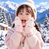 Anti Lost String Baby Winter Knit Glove Fleece Lined Student Cartoon Glove  Daily Winter Wear