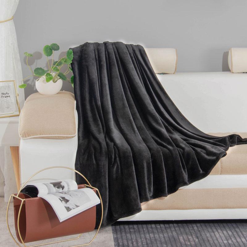 Solid Color Thickened Flannel Coral Velvet Blanket - Dual-sided for Bed or Office Nap