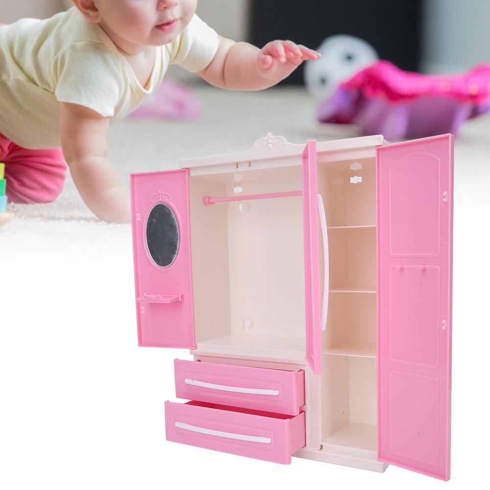 3-Door Dollhouse Wardrobe Dolls Furniture Accessories for Dolls Girls Toys Gift