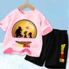 2026 Anime Cool Goku Dragon Ball Z Boys CosPlay Short Sleeve Shorts with Pocket Beach Pants Breathable Polyester T-shirt Kids Suit