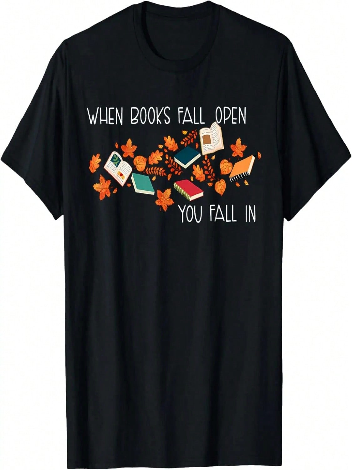 When Books Fall Open You Fall In Teacher Thanksgiving T-Shirt S разноцветный