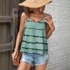 Women's Striped Print Tops Sleeveless O-Neck Camisole T-shirt