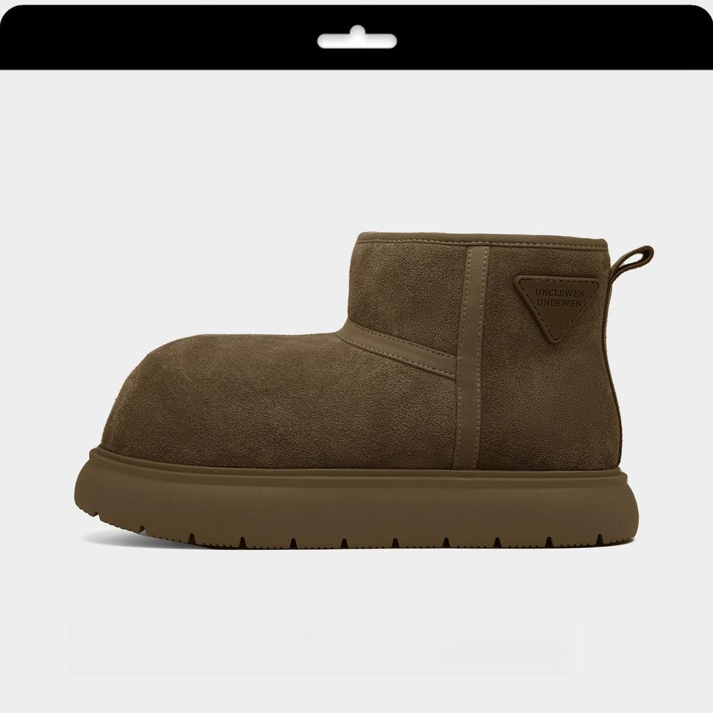 "Ziyan" Small Yellow Dolphin~ Big Head Leather Snow Boots Women's 2025 Winter New Thick-soled Fleece Warm Short Boots