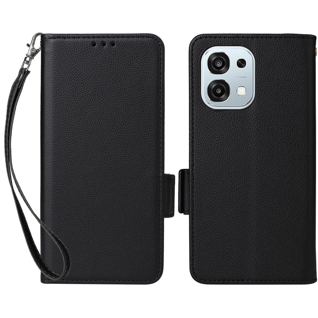 Leather Case for Oppo A6 Pro 4G/A6 Pro 5G/F31 5G Litchi Texture Wallet Phone Cover with Wrist Strap