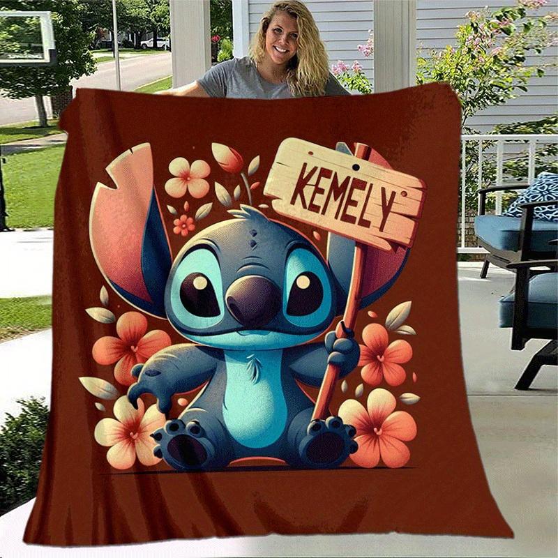 1pc Stitch Printing Blanket - Soft, All-Season Throw for Living Room, Bedroom,Personalized Gift with Adorable Cartoon Design