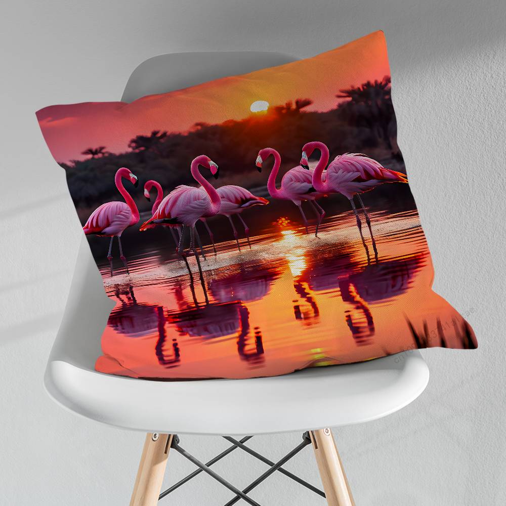 Cute Animal Flamingo Various Sizes Square Pillow Case For Car Home Bedchamber Decor Birthday Gift