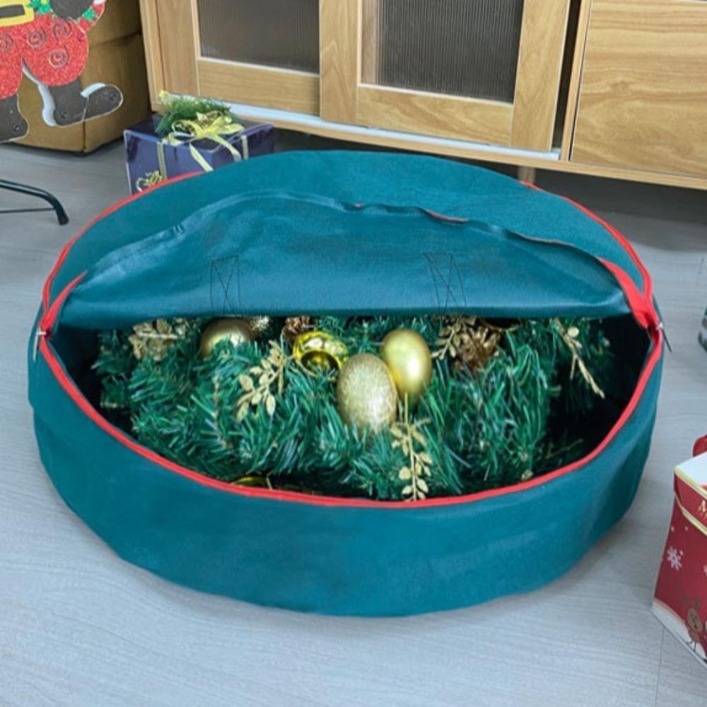 Round Christmas Wreath Storage Bag Large Capacity Festival Garland Container  for Holiday