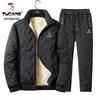 Woodpecker Men's Thickened Lamb Wool Suit: Autumn/Winter Plus Velvet Warm Jacket & Casual Long Pants