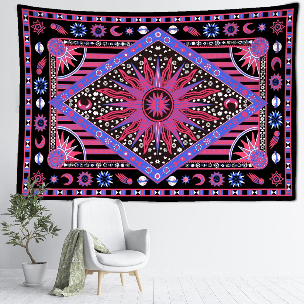 Pink Purple Sun Moon Tarot Tapestry Wall Hanging Psychedelic Witchcraft Bohemian Style Living Room Bedroom Home Decor