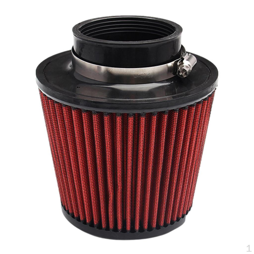 Filter Intake Induction Cone Shape Washable for Car Truck Vehicle Modification Red