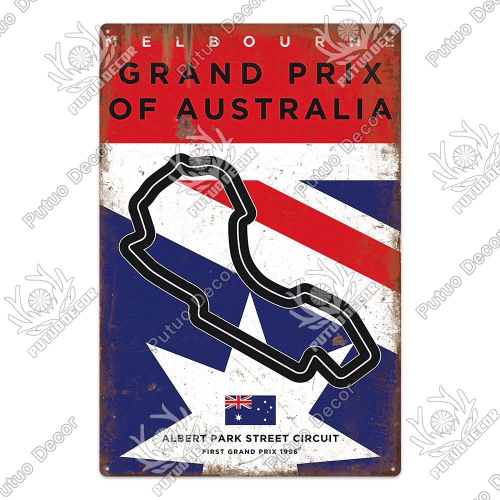 Putuo Decor Vintage Racing Track Metal Poster F Competition Tin Sign Plaque Iron Plate Bar Club Man Cave Home Wall Decoration