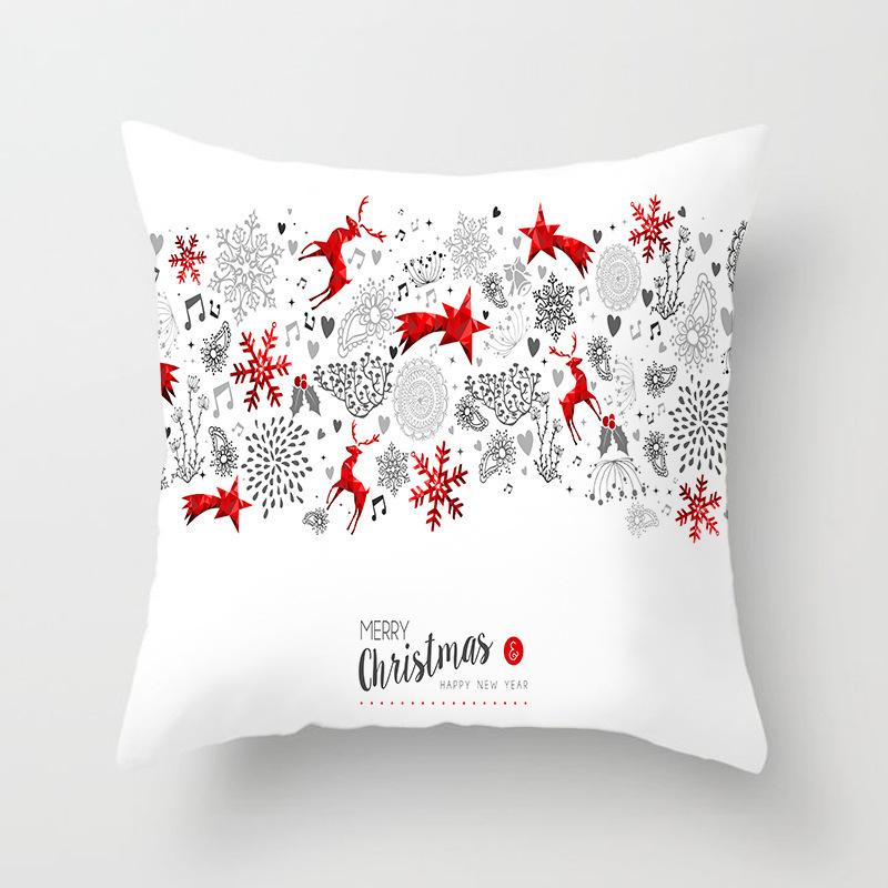 Christmas-Themed Pattern Throw Pillow Cover With Short Plush Print For Living Room Sofa Decoration Cushion Cover Pillow Covers