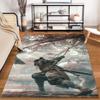 Samurai Warrior Under Maple Tree Carpet, Japanese Style Home Decor Rug Suitable for Use As an Anti-slip for Living Room Bedroom Sofas