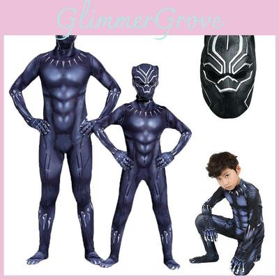 Hochwertiger Black Panther Superhelden Cosplay Jumpsuit für Erwachsene und Kinder