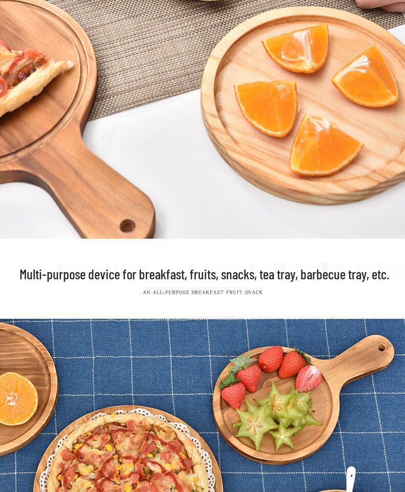 Japanese Style Round Wooden Pizza Pan and Tray