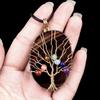 45~60mm Crystal Large Colorful Leaf Shape Wire-wrapped Tree of Life Pendant DIY Accessories Jewelry