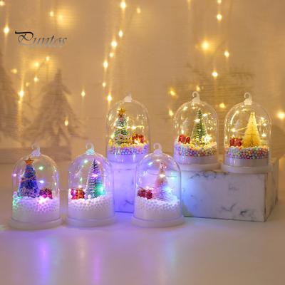 Holiday Atmosphere Hanging Lamp Christmas Tree In Dome with LED Light, Mini Cedar Light Up Colorful Gradient Ornament Ornament, Battery Powered
