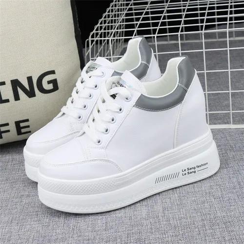 

Модная обувь на супервысоком каблуке 10 см для женщин 2024 Осень Новые туфли на толстой подошве на шнуровке Белые туфли На все случаи жизни Клиновидная повседневная обувь Кроссовки 34 серый