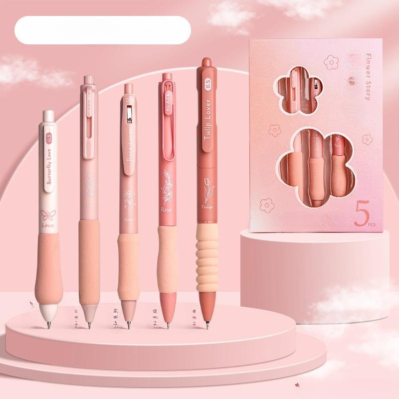 5 pièces/ensemble Ins simplicité Gel stylo coréen couleur unie 0.5MM noir mignon stylos belle papeterie stylos école étudiant/fournitures de bureau