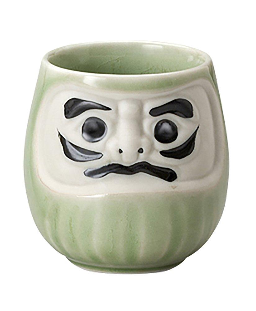 Mino ware Feng Shui Daruma Sushi Teacup Green K11213 (Talent Luck)