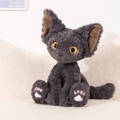 Süßes Devon Rex Katzen Plüschtier Realistisches Stofftier mit Großen Ohren Weich Lebensecht Geschenk für Katzenliebhaber Geburtstag Weihnachtsgeschenke