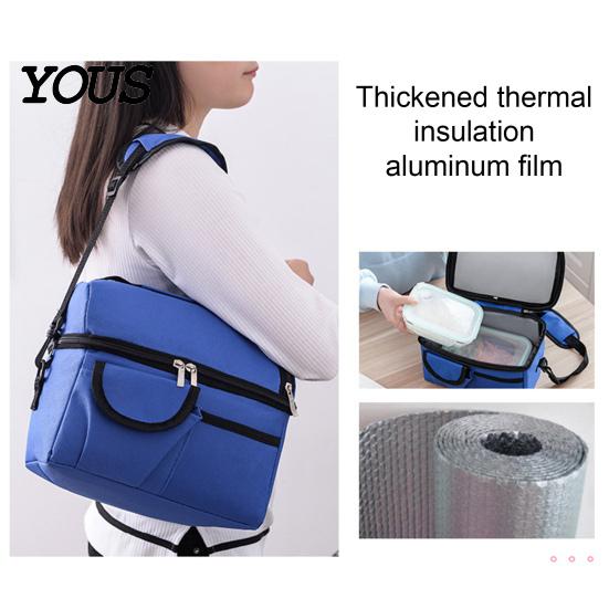 Portable Mommy Bag Insulated Double Layer Lunch with Shoulder Strap, Durable Oxford Cloth Large Outdoor Meal Prep Capacity Container, Leakproof