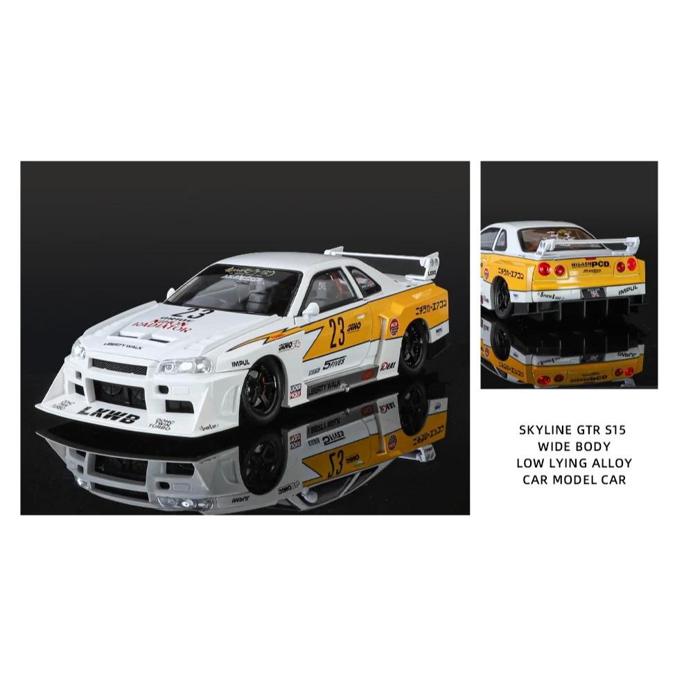 1/24 Nissan Skyline GTR-R34 S15 Alloy Racing Car Modified Vehicles Diecast Metal Car Model Sound and Light Childrens Toy Gift C354