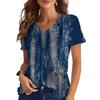 Blumen-Streifen-Print V-Ausschnitt Kurzarm T-Shirt Vielseitiges Bequemes Modisches Lässiges Damen T-Shirt