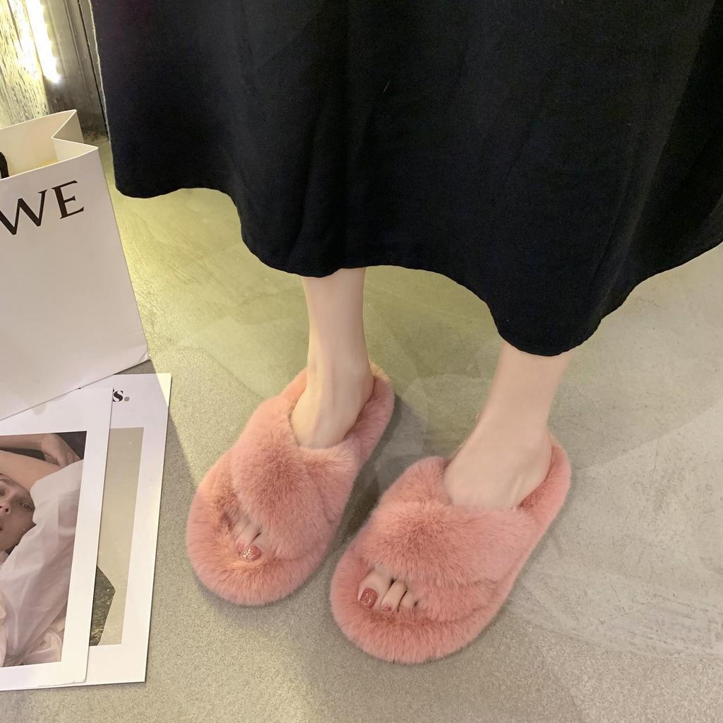 Mao Mao slippers women's outer wear 2025 new versatile Korean version ins trendy shoes autumn and winter lazy home cotton slippers