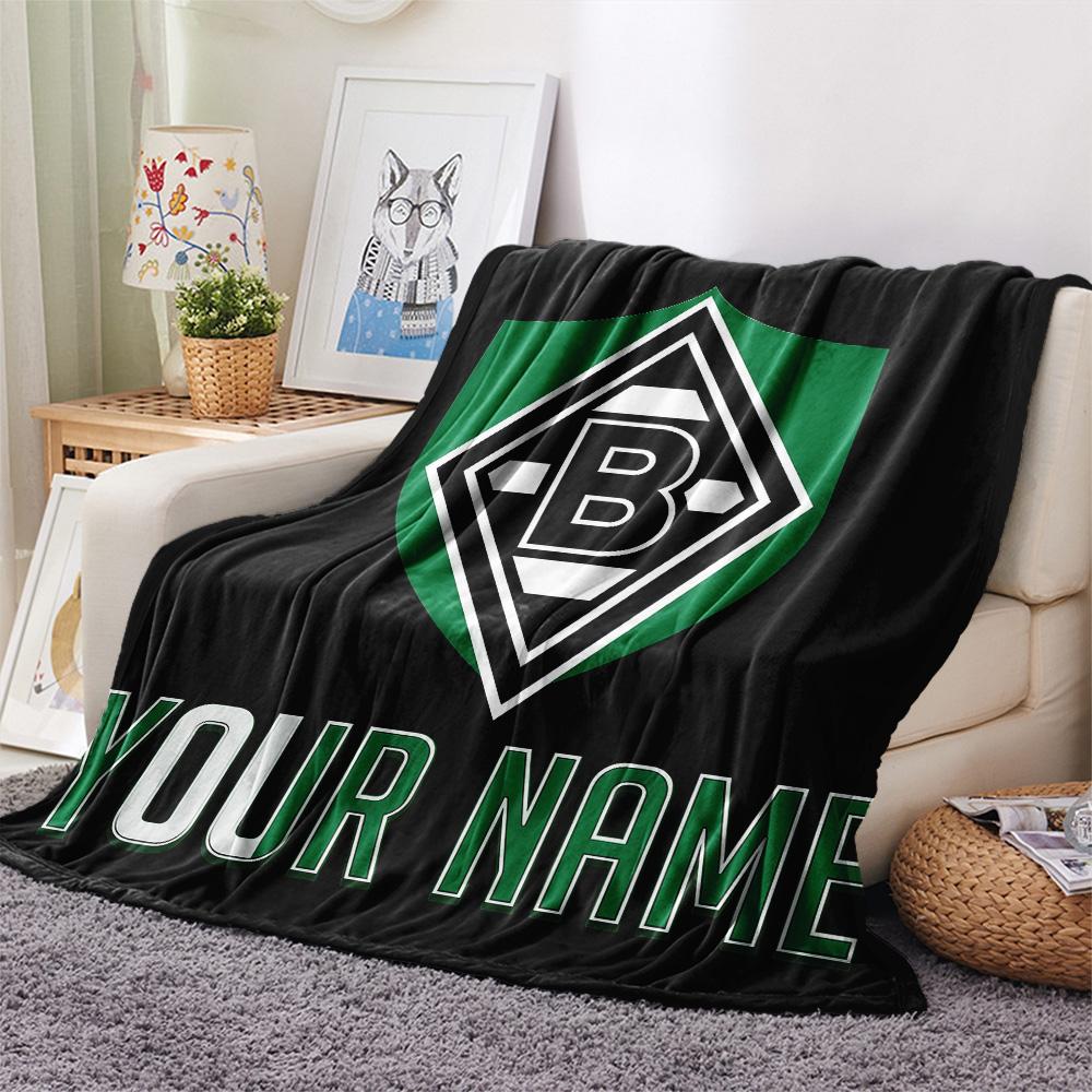Custom Name Borussia Mönchengladbach Flannel Blanket, High Quality Comfortable for All Seasons, Home Decor, Warmth and Comfort