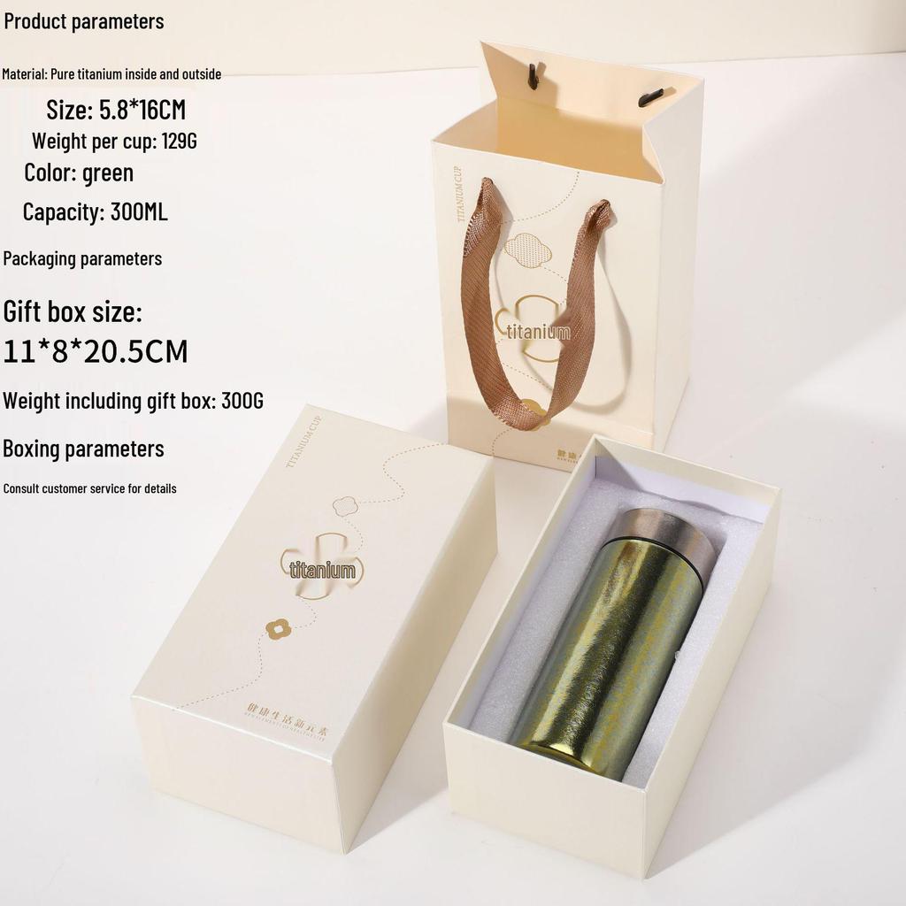 Premium Pure Titanium Insulated Water Cup - Lightweight, Portable, and Elegant Gift