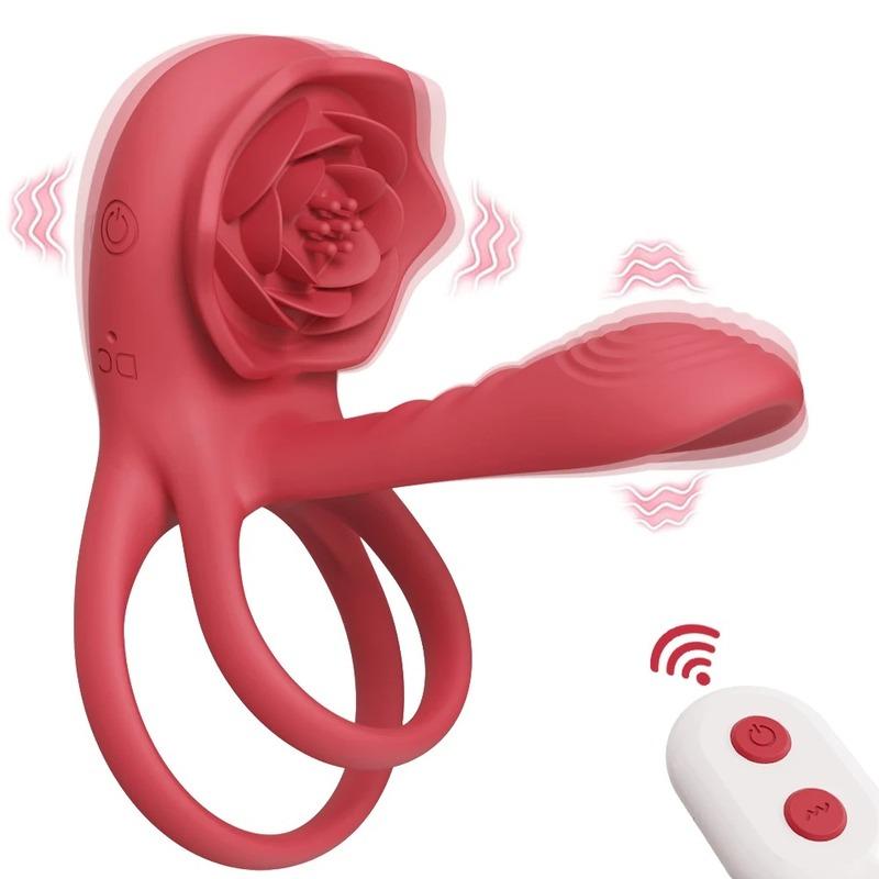 Powerful Rose Vibrating Cock Ring Vibrator Penis Sleeve Sucking Stimulator G-spot Erection Ring Clitoral Couples Adult Sex Toys
