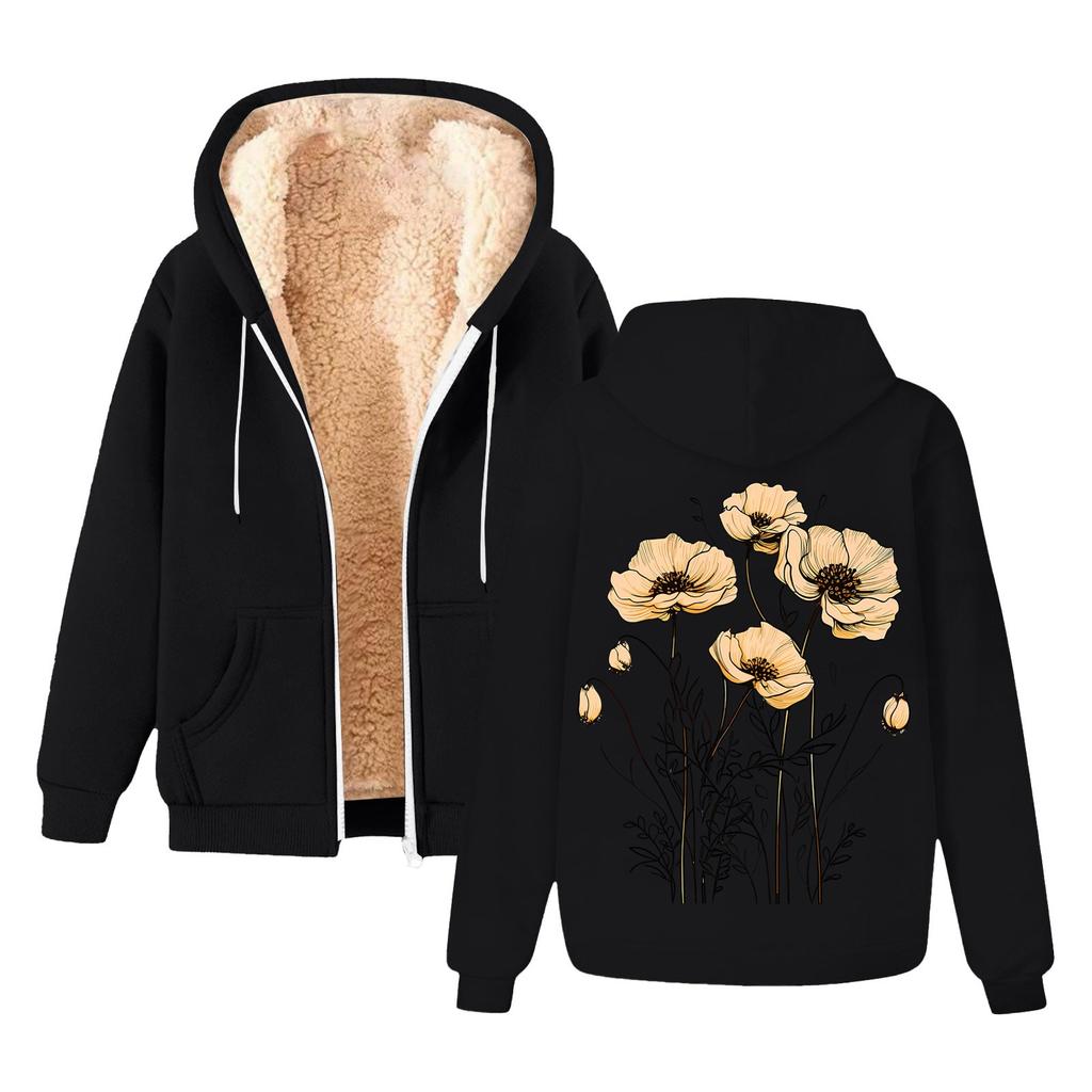 Men's And Women's Fashion The Same Coat With Fleece Thick Hoodie Hoodie Cardigan