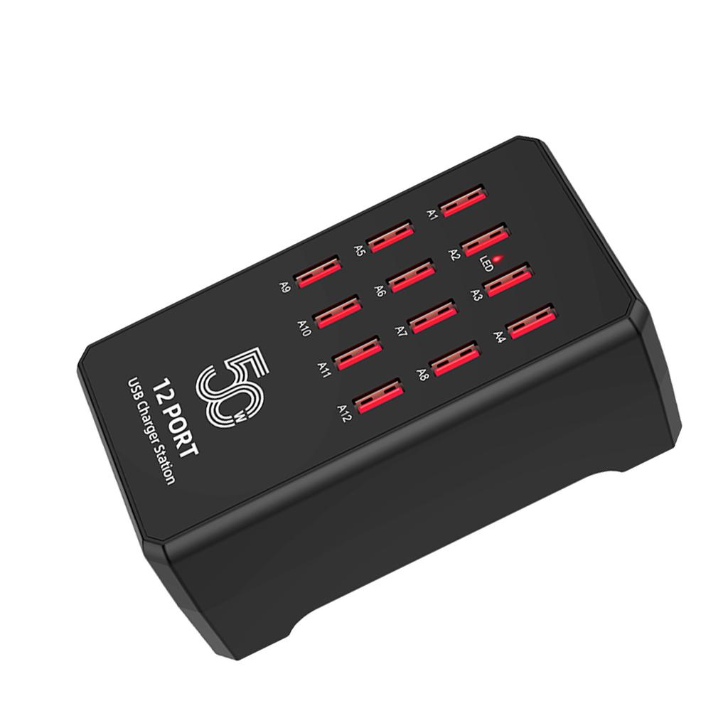 12 Anschlüsse USB-Ladestationen 50W Tragbar für Mehrere Geräte Mehrschichtiger Schutz