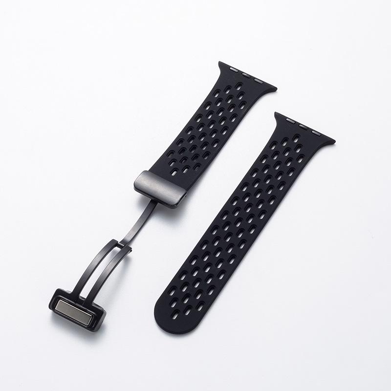 Apple S11 Ultra Single-Loop Sports iWatch Strap: Breathable Magnetic Buckle Silicone Wristband