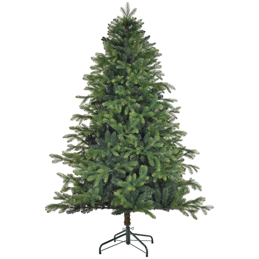Artificial Christmas Tree, Realistic Look, Flame-Retardant, Sturdy Metal Base, 183 cm, Green