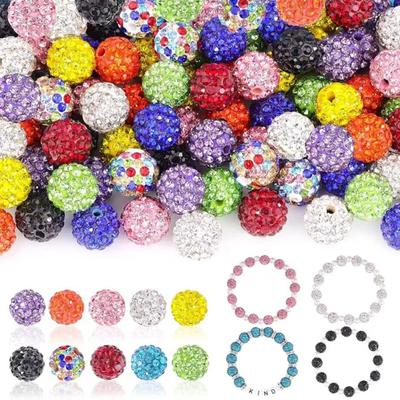 100Pcs 10mm Rhinestone Clay Beads Ice Collection Baseball Bling Style Round Beads for DIY Necklace Bracelet Earrings Jewelry