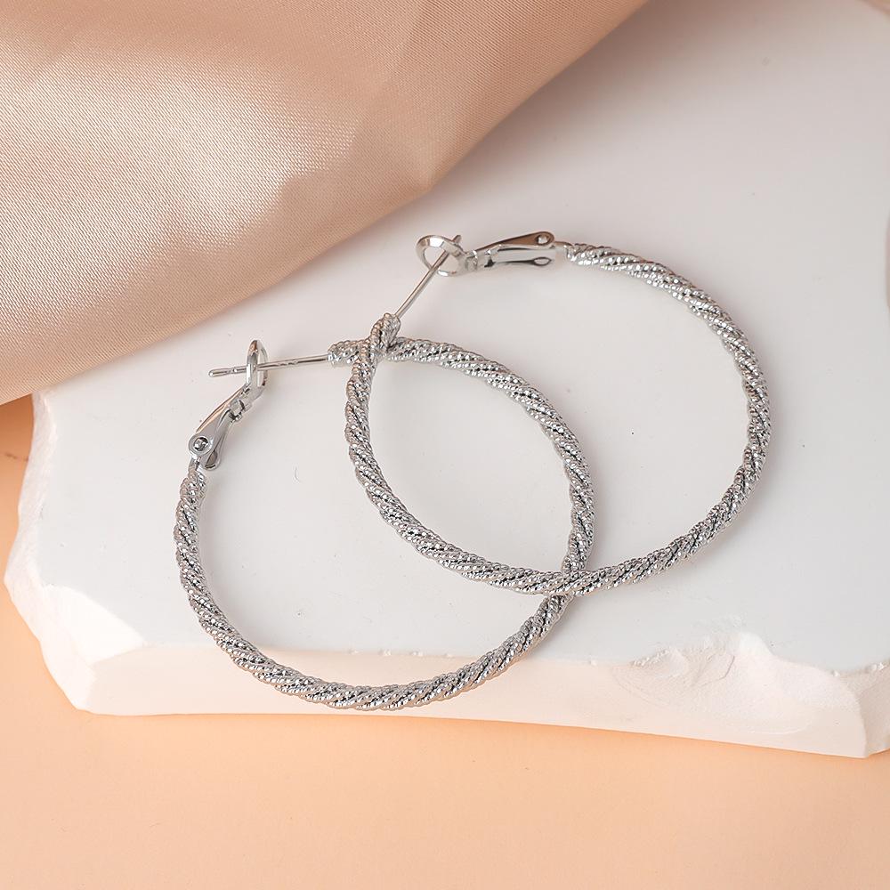 S925 Silver Needle Large Hoop Earrings for Women - Light Luxury Ear Studs, Niche Design, Exaggerated Square & Round Face Plain Hoops